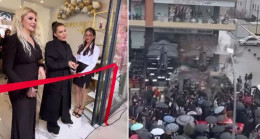 Konya’da bir grup, Selin Ciğerci’nin açılışını yaptığı güzellik merkezinin önünde “Konya’dan defol” diyerek slogan attı