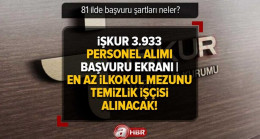 İŞKUR 3.933 personel alımı BAŞVURU EKRANI