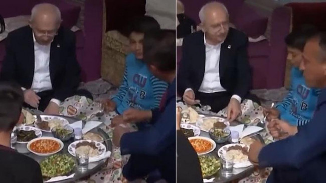 Kılıçdaroğlu’nun yer sofrasındaki görüntüsü gündem oldu! Yemeğin etli kısmını çocuğa doğru çevirdi