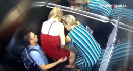 Şaşkına çeviren görüntüler! Hamile kadın asansörde doğum yaptı