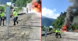 Yardım için yola çıkan tırın dorsesin de bulunan jeneratör patladı