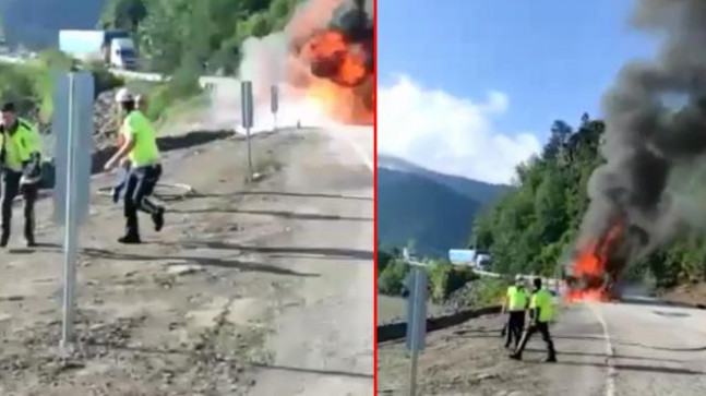 Yardım için yola çıkan tırın dorsesin de bulunan jeneratör patladı