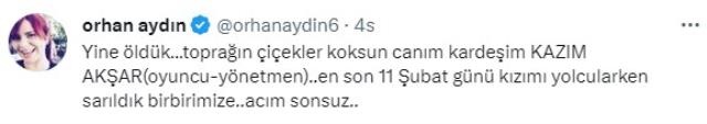 Oyuncu Kazım Akşar'ın ani ölümü sanat dünyasını yasa boğdu! Paylaşımlar peş peşe geldi