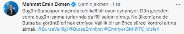 Bursaspor-Amedspor maçındaki gerilim siyasetçilerin de tepkisini çekti: Tehlikeli bir oyun oynanıyor