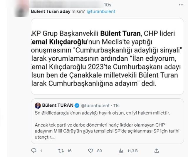 Kılıçdaroğlu'nun adaylığı sonrası AK Parti Grup Başkanvekili Bülent Turan'ın 3 yıl açıklaması yeniden gündem oldu