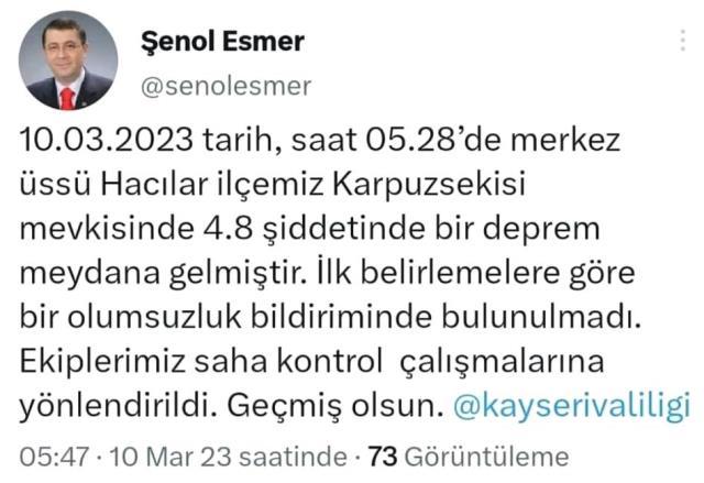 Kayseri 4.8 şiddetindeki depremle sallandı! Vatandaşlar panikle kendilerini sokağa attı