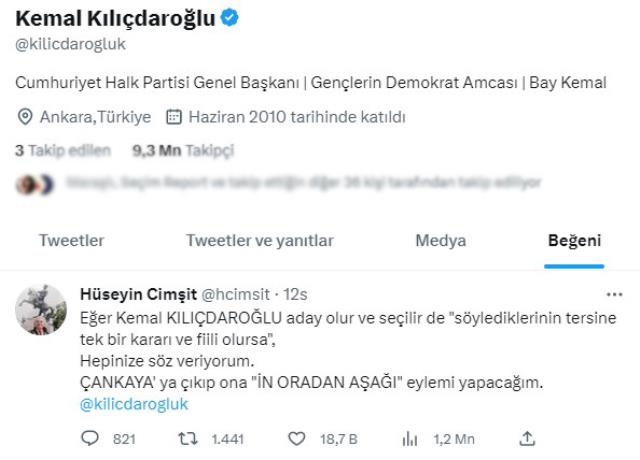 Kemal Kılıçdaroğlu'nun beğendiği tweet gündem oldu